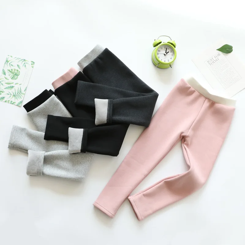 

Girl'S Leggings Winter Style Children 95 Cotton plus Thick Velvet Outer Wear Capri Pants Children Korean-style Long Pants