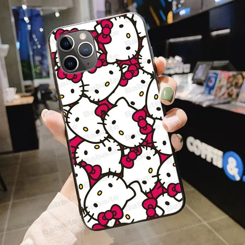 A3 Hello kitty черный мягкий чехол для телефона из ТПУ чехол для iPhone X XS MAX 6 6s 11pro 7plus 8Plus 5S SE XR чехол - Цвет: A3