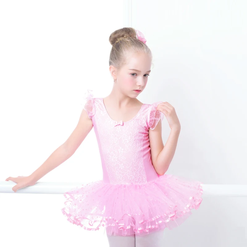 Pink Ballet Leotard For Kids Lace Ballet Tutu Dance Dress Leotard For ...