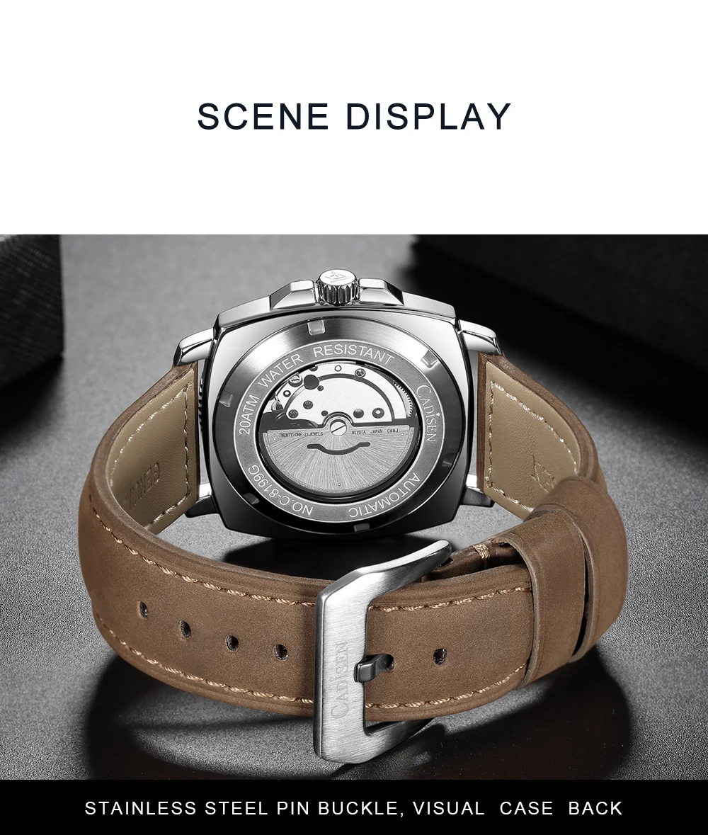 CADISEN Male Accessories With Japanese Movement Automatic Mechanical Business Casual Style Luxury Brand Mechanical Accessories