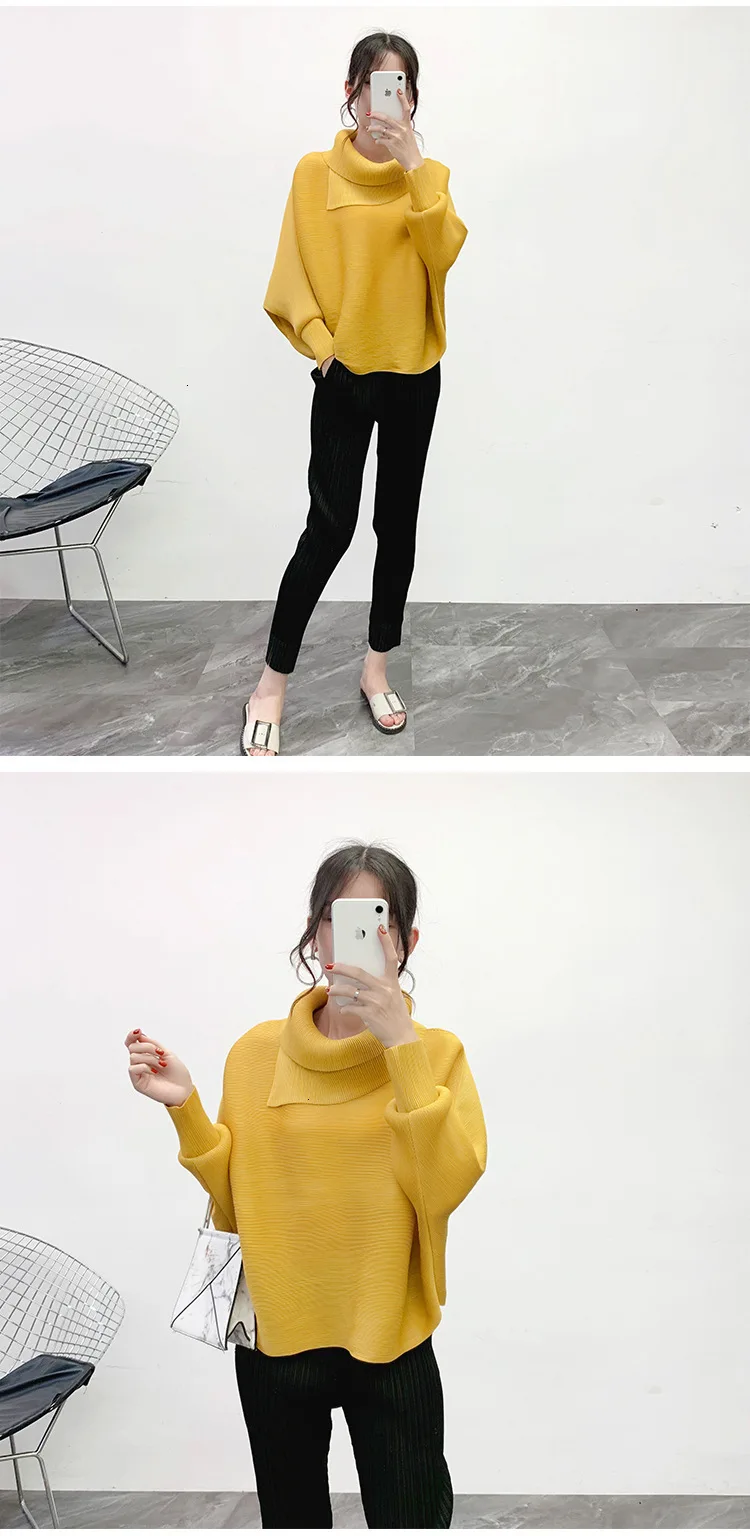 TVVOVVIN New Scarf Collar Batwing Sleeves Pullover Twice Pleated Thickness Loose Autumn And Winter Sweatshirt B513