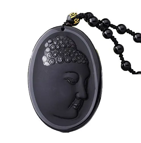 LETSFUN Fine Jewelry Hand Carved Natural Obsidian Sakyamuni Buddha A Necklace Pendant Free Shipping | Украшения и аксессуары