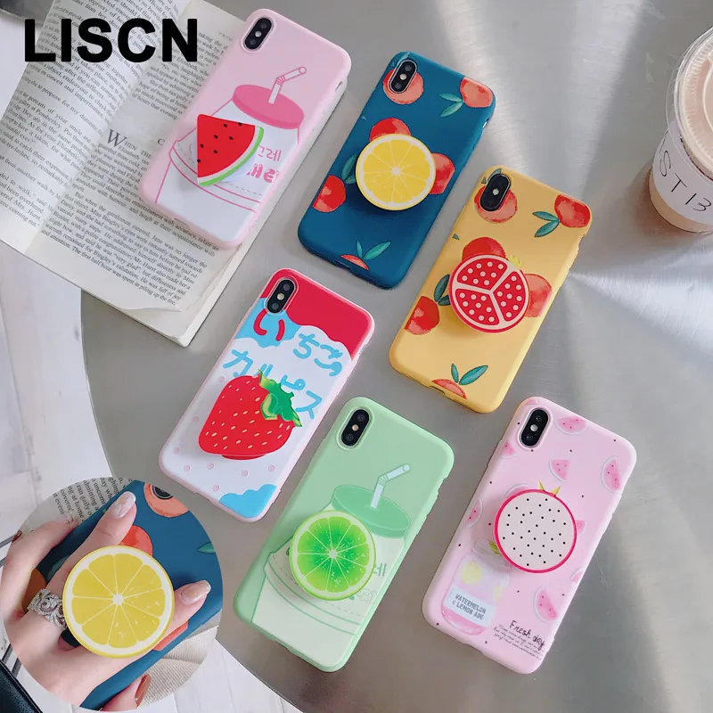 Милый чехол для телефона с рисунком свежих фруктов iPhone 11 Pro Max подставка XR XsMax X XS 6 S