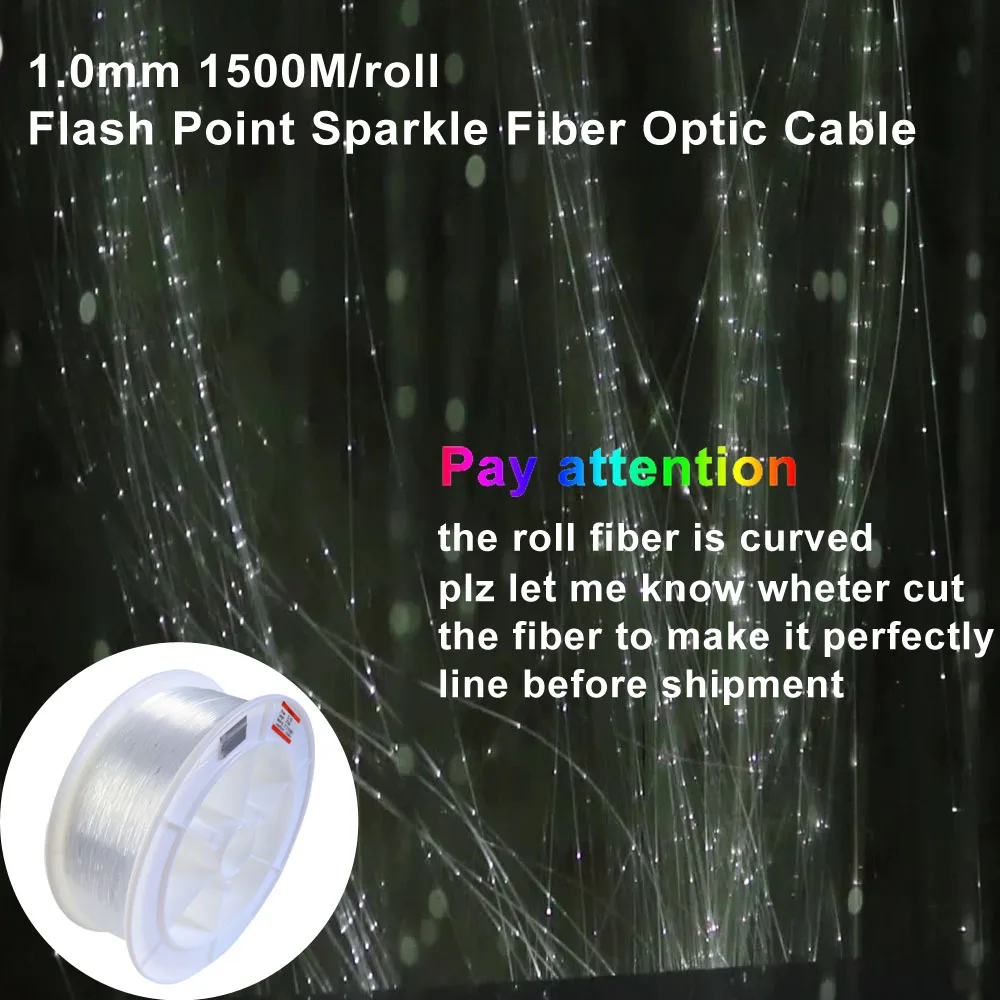 조명 장 1.0mm*1500m/롤 스파클 플래시 포인트 PMMA 플라스틱 광섬유 케이블