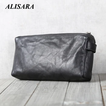 

Men's Clutch Wallets Genuine Leather Handmade Top-end Casual Male Long Purses Cowhide Big Capacity Zipper Long Purses Money Bag