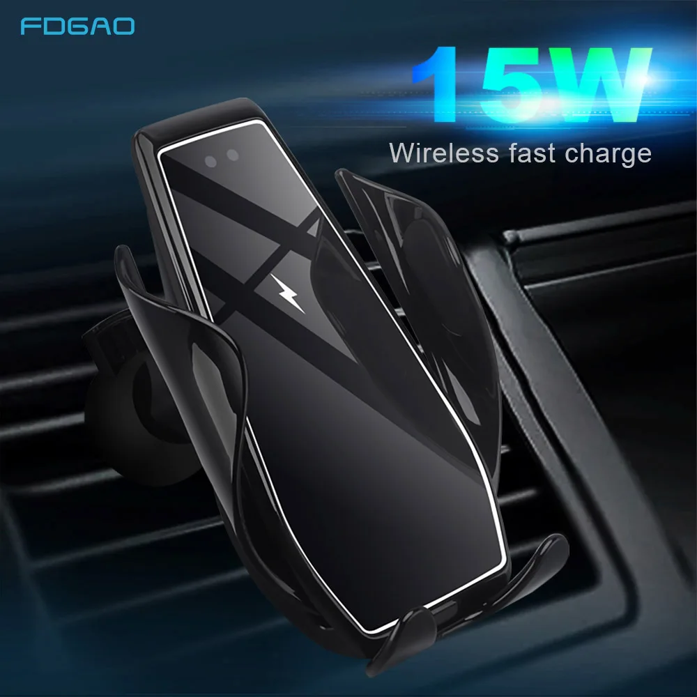 15W Wireless Car Charger Air Vent Qi Automatic Clamp Fast Charge Mount Phone Holder for iPhone 12 11 XS XR X 8 Samsung S20 S10