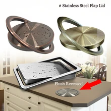 

Stainless Steel Flap Lid Trash Bin Cover Flush Recessed Built-in Balance Kitchen Counter Top Swing Garbage Can Lid