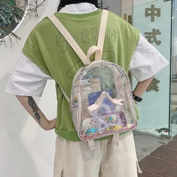 

2020 summer new women's transparent bag wallet interior zipper jelly mini backpack schoolbag children's bag