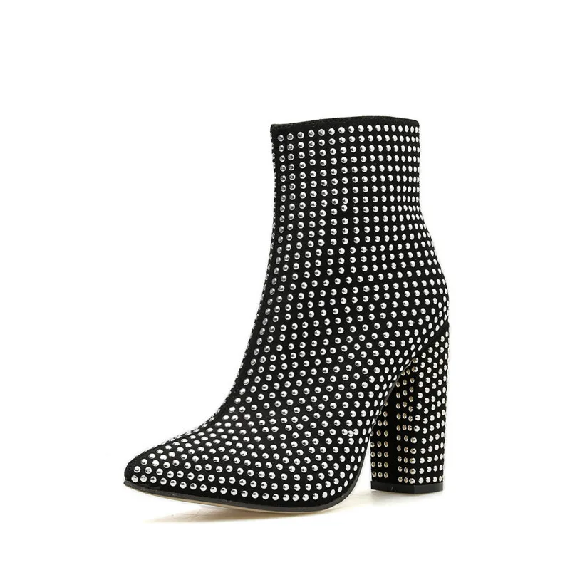 winter women's boots solid color high-heeled pointed short-heeled casual fashion women's boots size 35-42