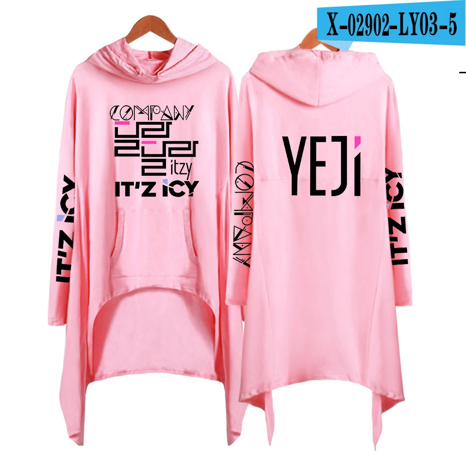ITZY Kpop/толстовки Харадзюку С буквенным принтом, женские толстовки, одежда, вельветовые, плотные, Осенние, креативные,, Длинные пуловеры для девочек - Цвет: pink