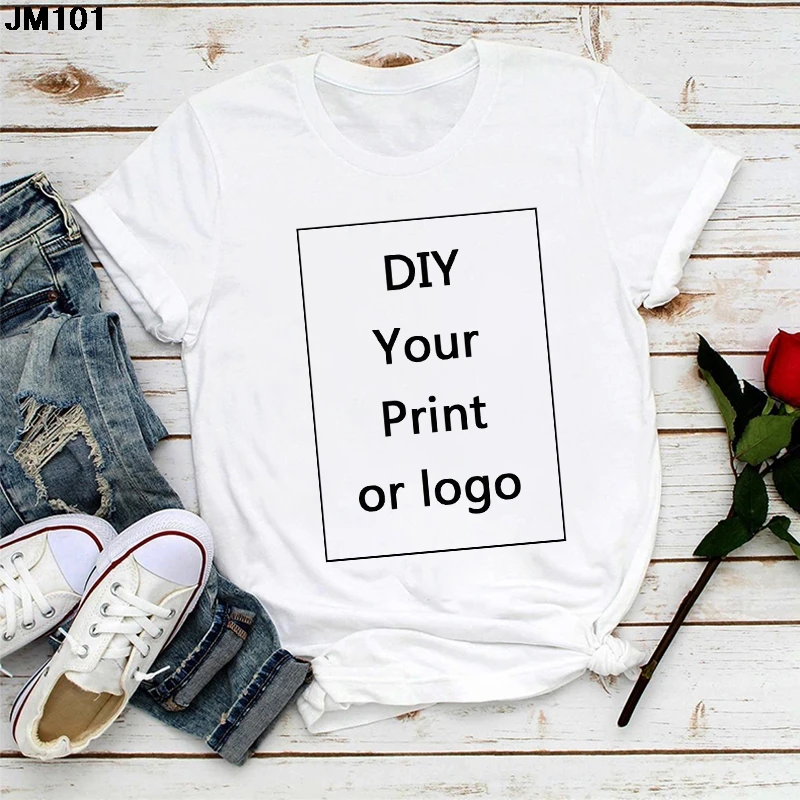 Customized Printing Leisure T shirt Harajuku Women DIY Your Like Photo or Logo White T-shirt Fashion Custom Female Tops Tshirt tee shirts