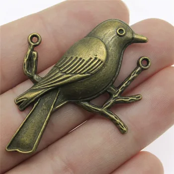 

WYSIWYG 2pcs 50x40mm Vintage Bird Pendants Charm For Jewelry Making Antique Bronze Color Bird Pendants Charm Bird On Branch