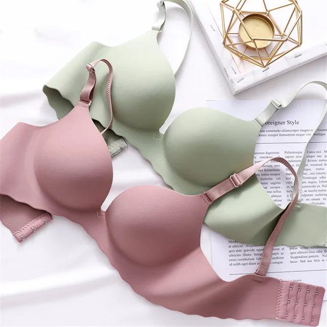 Sexy One-Piece Bra Women Wireless Breathable Underwear Gather Push Up Simple Lingerie Seamless Bralette Candy Color нижнее белье 2