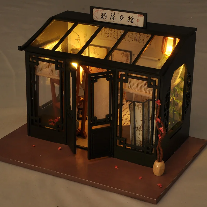 

Chinese-style DIY Hut Hand-made Small House Mini Model Assembled Toys Creative Birthday Gift Girl'S