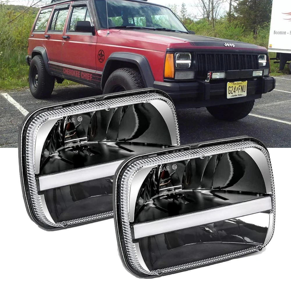 

Квадратная светодиодная фара 5x7 дюймов в сборе для Jeep Wrangler YJ Cherokee XJ Trucks Toyota Tacoma Pickup 6x7 фара DRL