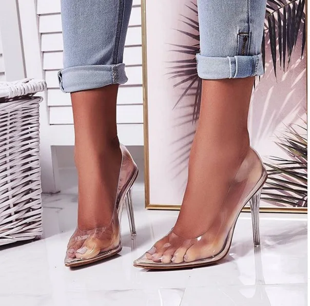 

2019 Transparent Sandals Woman Fine With High-heeled Shoes Will Code Women's Shoes