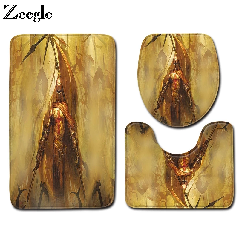 Zeegle Bathroom Mat Set Toilet Rug Flannel Anti Slip Bath Mat Rug Home Decor Bathroom Product Toilet Seat Cover Mat Toilet Set