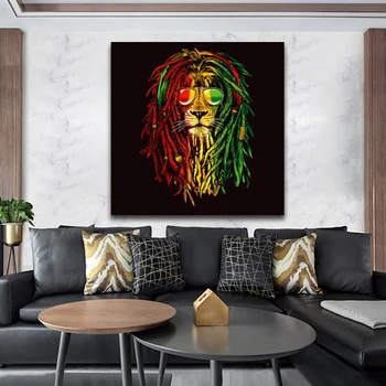 

Lion Painting Glasses Animal Printed on Canvas Paintings Cuadros Home Decoration for Living Room Wall Art Pictures Posters