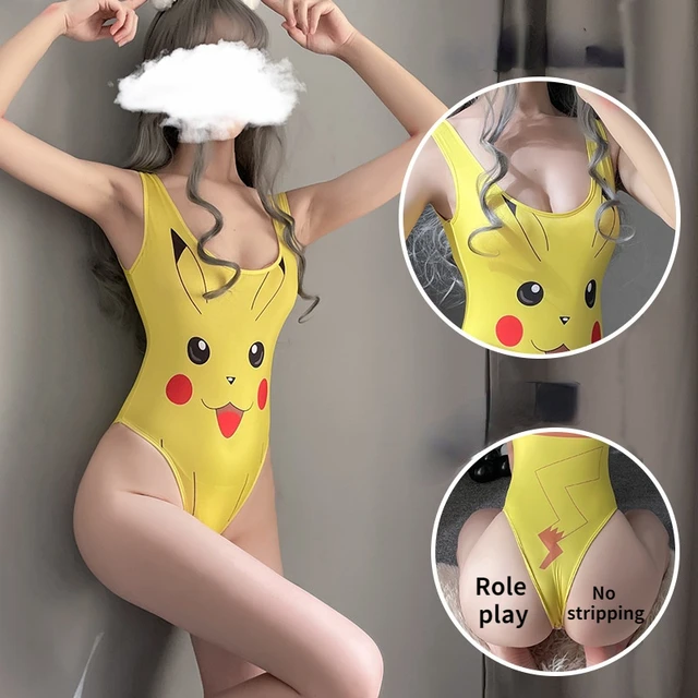 Pokemon Pikachu with Big Breasts Sexy Girls Cosplay Costume Anime Crop Tops Print Tops Colorful Sleeveless No Stripping Enter 2
