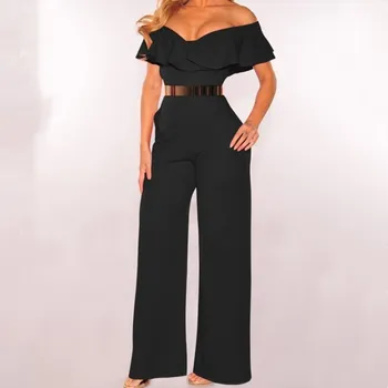 

Newest Women Short Sleeve Slash Neck Jumpsuit Romper Clubwear Playsuit Bodycon Loose Female Party Trousers