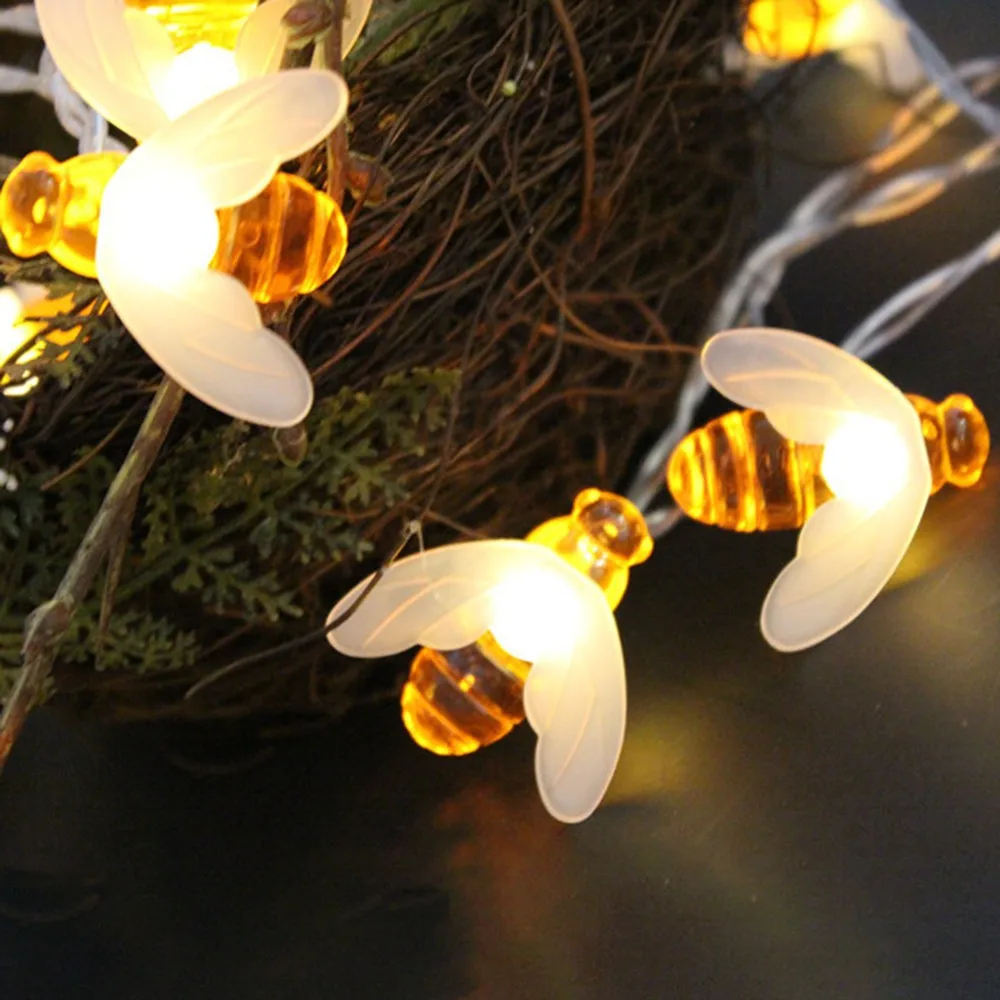 

20leds 40leds Bee Shaped Led String Lights Battery Operated Christmas Party Garden Decorative Fairy Lights Home Supplies