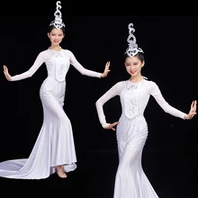 Женский танцевальный костюм Dai, новинка, Юньнань, Национальный стиль, костюм для танцев павлина, художественный осмотр, рыбий хвост, юбка, костюм