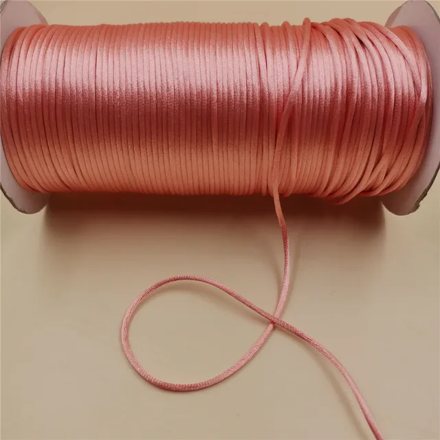 2MM  Chinese Knot Line Cord Silk Satin Nylon Cord 35colors for DIY String Necklace Bracelets 20meters Lot Peach 805