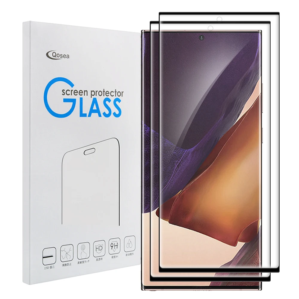 Qosea 2 шт. закаленное стекло для защиты экрана телефона Samsung Galaxy Note20 + 9H 4D полное