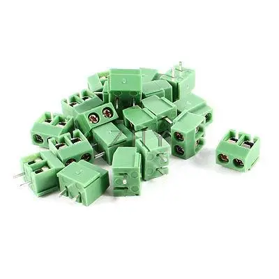 

20 Pcs 2P 5mm Spacing PCB Mount Screw Terminal Block Connector 250V 8A AWG14-26