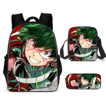 

3pcs/set Schoolbag Anime Prints Cartoon School Bags Boys Children's Large Backpack Kids Primary Schoolbag Mochila Bagpack C305