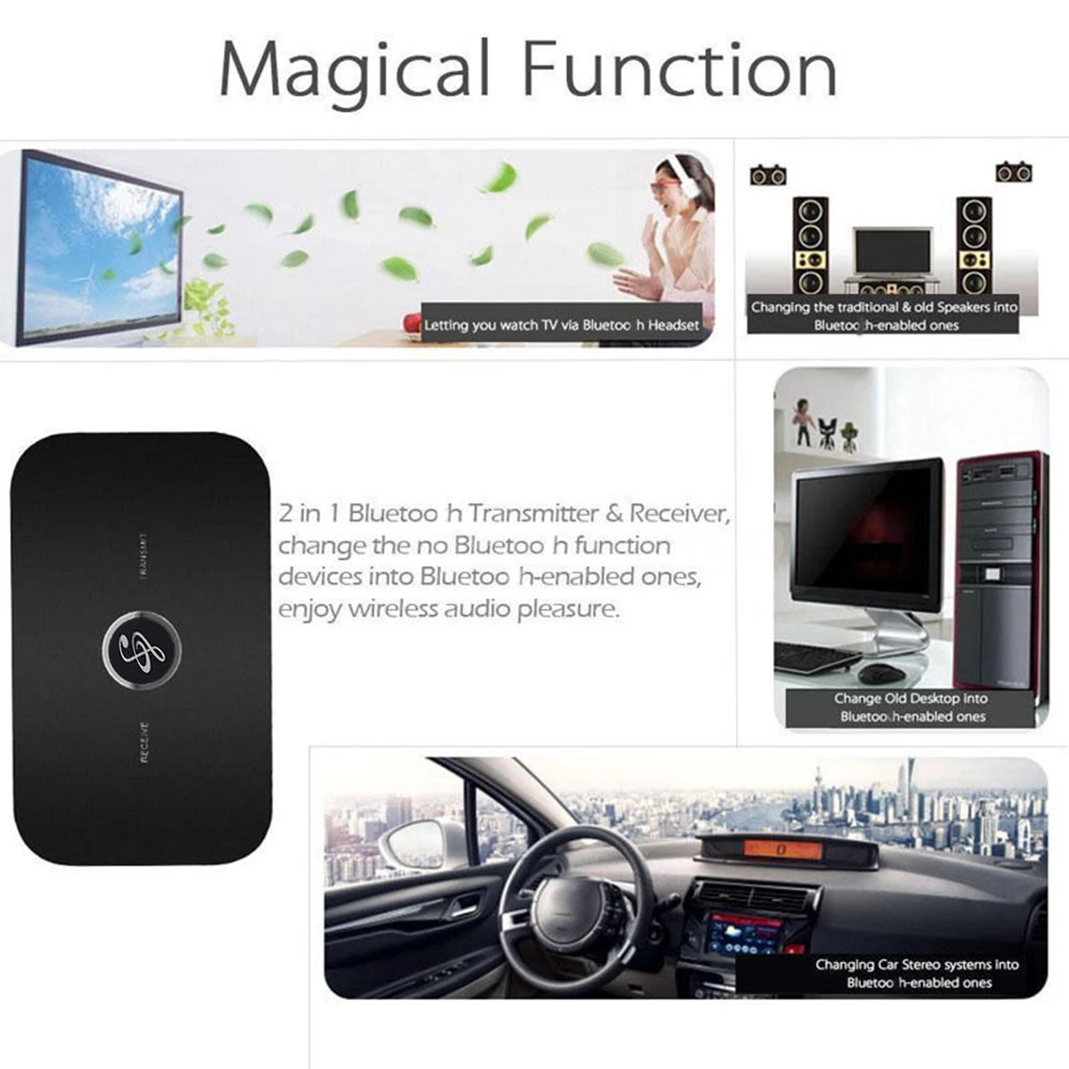 Bluetooth Transmitter Receiver A2DP Wireless Audio Converter Adapter for PC TV Headphone Car 3 5mm AUX Music Receiver Sender