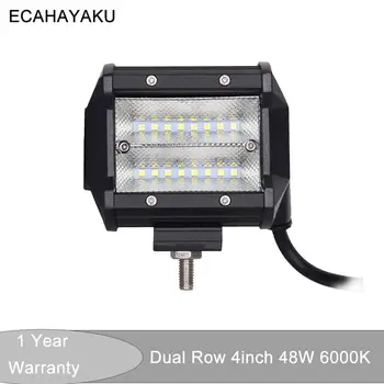 

ECAHAYAKU Dual row 4 inch Led Bar Work Light 48W 6000K Waterproof for OffRoad SUV ATV 4x4 Boat Motorcycle Trucks UTE Rubicon GMC