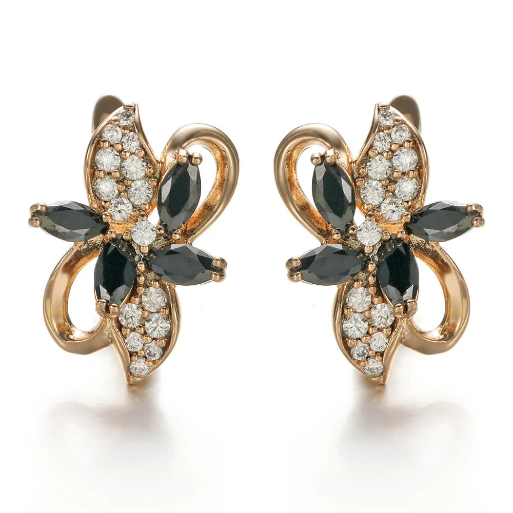 Hanreshe Fashion Classic Natural Zircon Crystal Earring Jewelry Lady Woman High Quality Red Blue Flower Earring Wedding Gift