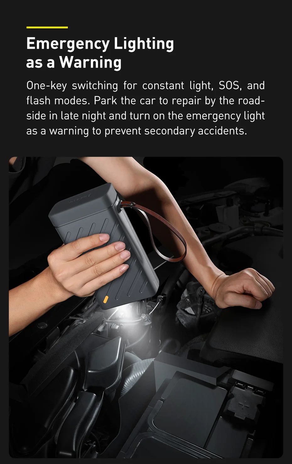 Baseus Démarreur transportable  de voiture 16000 mAh 100Watt-11