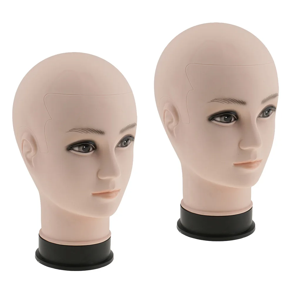 2x Plastic Male Hair Mannequin Display Head Model For Toupee Masks Headphone Hat