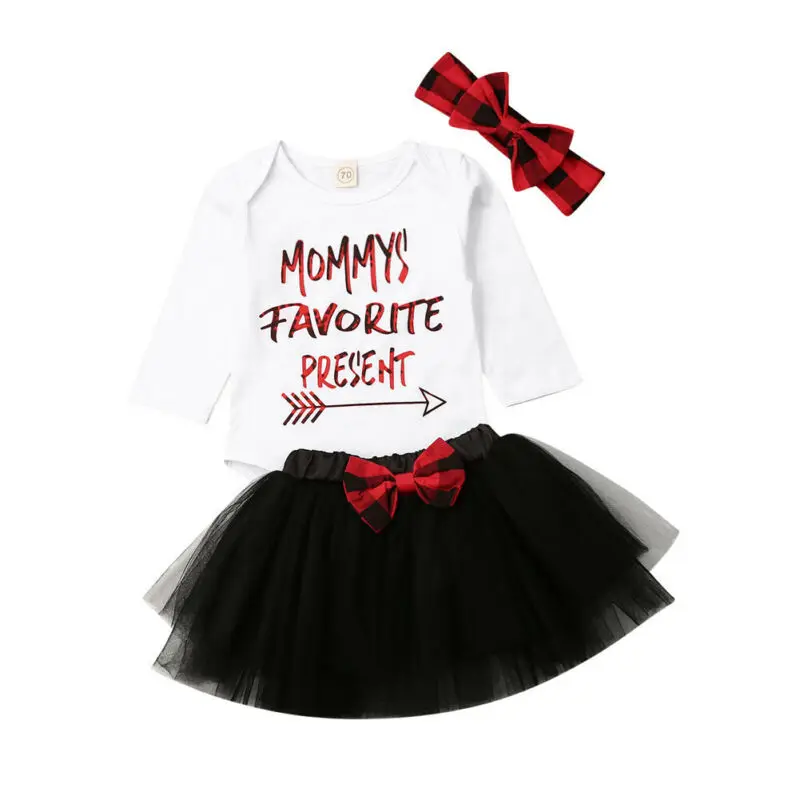 

0-18M Newborn Kids Baby Girl Long Sleeve Top Romper+Tutu Skirts Dress 3pcs Outfits Set