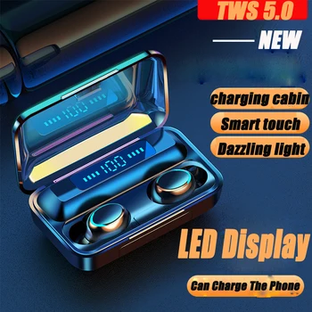 

Wireless 9D HiFi Bluetooth 5.0 CVC8.0 Noise Reduction Stereo TWS Bluetooth Headset LED Headset Waterproof with Power Bank Charge