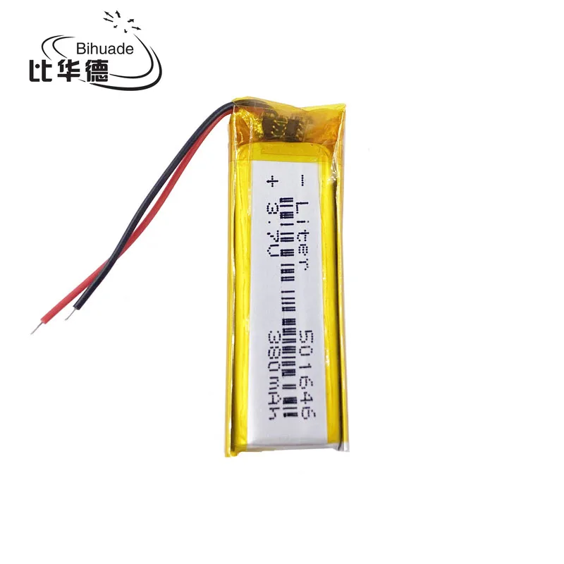 3.7V 380mAh 501646 Lithium Polymer LiPo Rechargeable Battery ion cells For Mp3 Mp4 Mp5 DIY PAD DVD E-book bluetooth headset