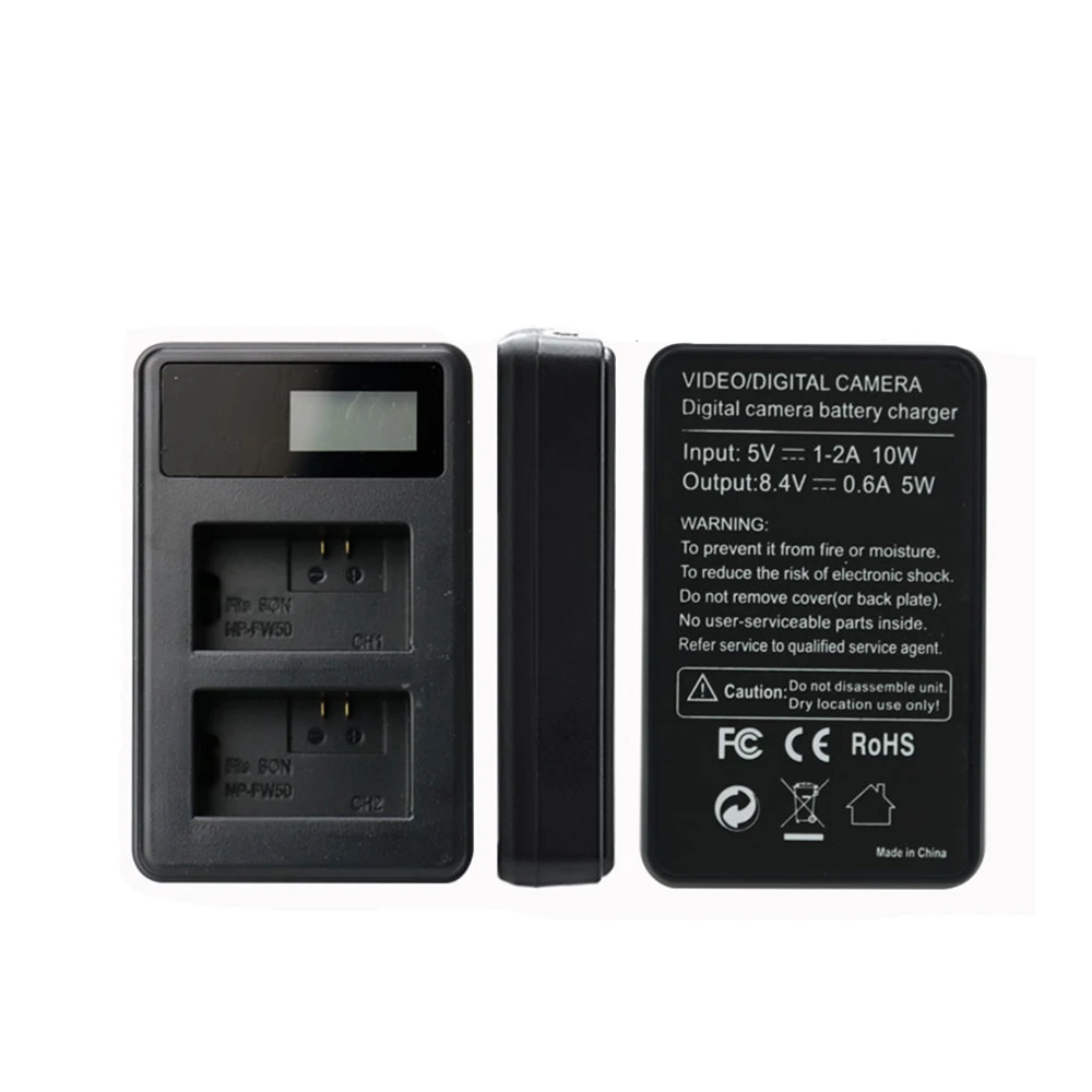 NPFW50 USB вход ЖК-дисплей Цифровая камера батарея двойное зарядное устройство NP-FW50 NP FW50 для SONY Alpha A7 A7R A7S A5000 A6000 NEX-3