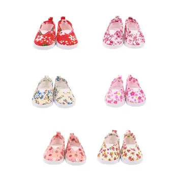 

Canvas Shoes Elastic Band Printed Flowers Shoes For 18 For Our New Baby Doll Generation Cm &43 Girl`s Born Inch G5W2