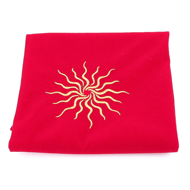 60 × 60 см бархатная скатерть Таро алтарь Wicca Пентакль солнце вышивка настольная игра - Цвет: Красный