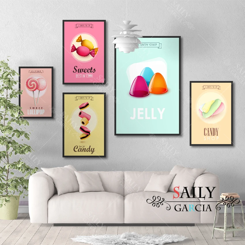 Современная модная Художественная Картина на холсте красочные сладкие конфеты
