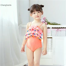 Новые модели, Цельный купальник для маленьких девочек 1-10 лет, детский купальный костюм на бретельках, оранжевый купальный костюм для девочек, одежда для бассейна для маленьких девочек