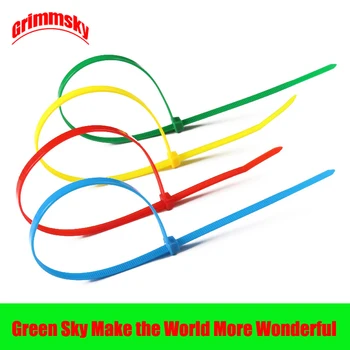 

100Pcs/Lot 3*100mm/3*150mm/4*200mm 4inch/6inch/8inch Red Yellow Blue Green Self-locking Plastic Nylon Wire Cable Zip Ties