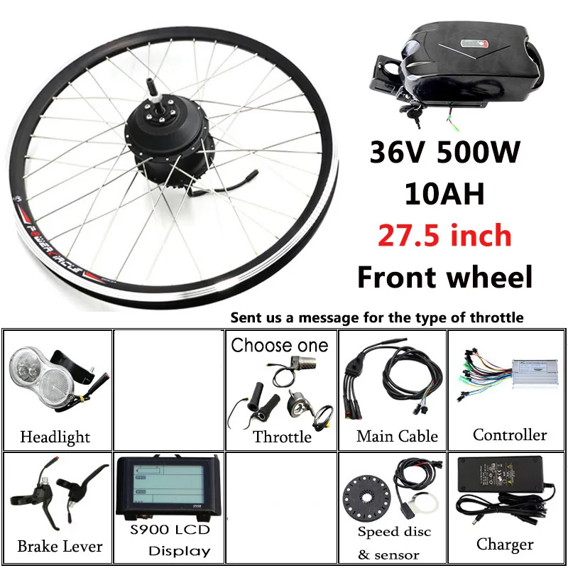 36V 500W 10AH 27.5 Электрический велосипед конверсионный Комплект 36 в 500 Вт концентратор мотор колеса Водонепроницаемый Электрический велосипед набор преобразования для электрического велосипеда E велосипед набор для электровелосипеда набор 10A - Цвет: 36V 500W 10AH 27.5
