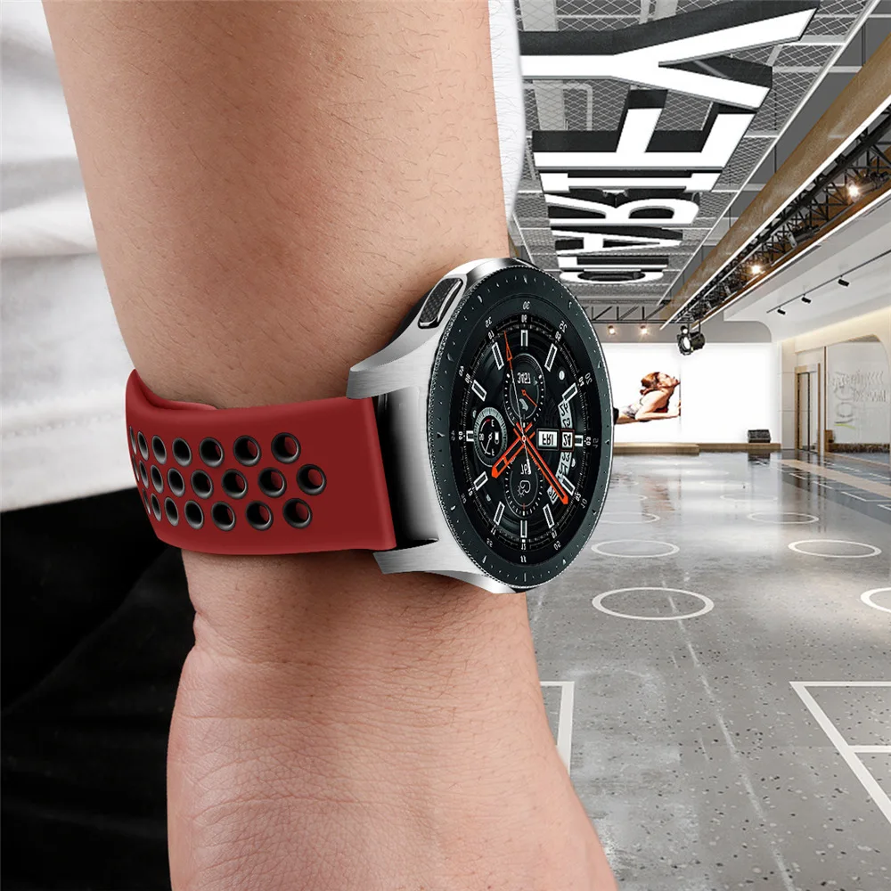 Какой ремешок для samsung Galaxy Watch 42 мм 46 мм Active 2 40 мм 44 мм мягкий силиконовый двухцветный браслет ремешок на запястье аксессуары