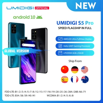 Перейти на Алиэкспресс и купить В наличии UMIDIGI S5 Pro Helio G90T игровой Процессор 6 ГБ 256 Гб Смартфон FHD + AMOLED Встроенный экран отпечаток пальца всплывающая селфи камера