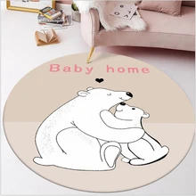 AOVOLL area rug For Home Living Room Cartoon Cute Bear Round Carpet Floor Mat Rugs for Children Rooms Mechanical Wash