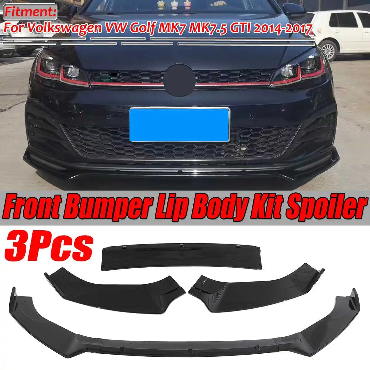 Auto Voorbumper Splitter Lip Diffuser Spoiler Cover Voor Volkswagen Vw Voor Golf MK7 MK7.5 Gti R Gtd 2014 -2017 Glossy Black Auto Voorbumper Splitter Lip Diffuser Spoiler Cover Voor Volkswagen Vw Voor Golf MK7 MK7.5 Gti R Gtd 2014 -2017 Glossy Black
