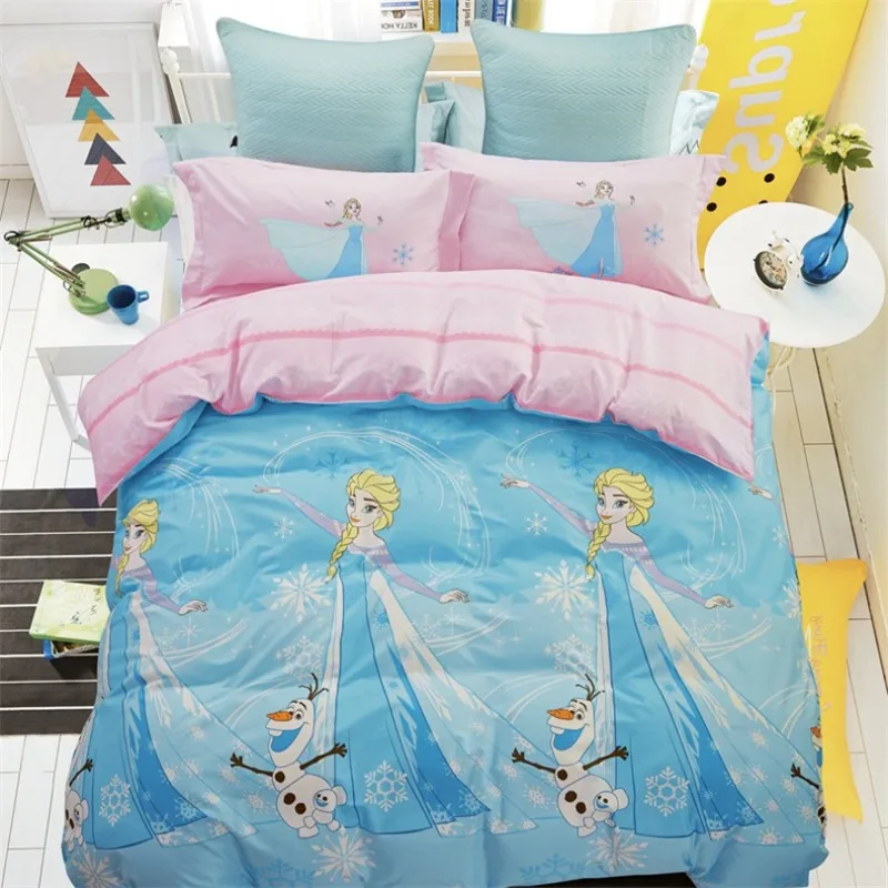 Princess 7 Disney самое новое хлопковое фон с изображением мороза снега еще принцессы Анны из мультфильма «Холодное сердце» постельного белья крытая, простынь и наволочки) для маленьких мальчиков и девочек, детское вечернее платье с кровать 1,2 1,5 м - Color: Princess 7